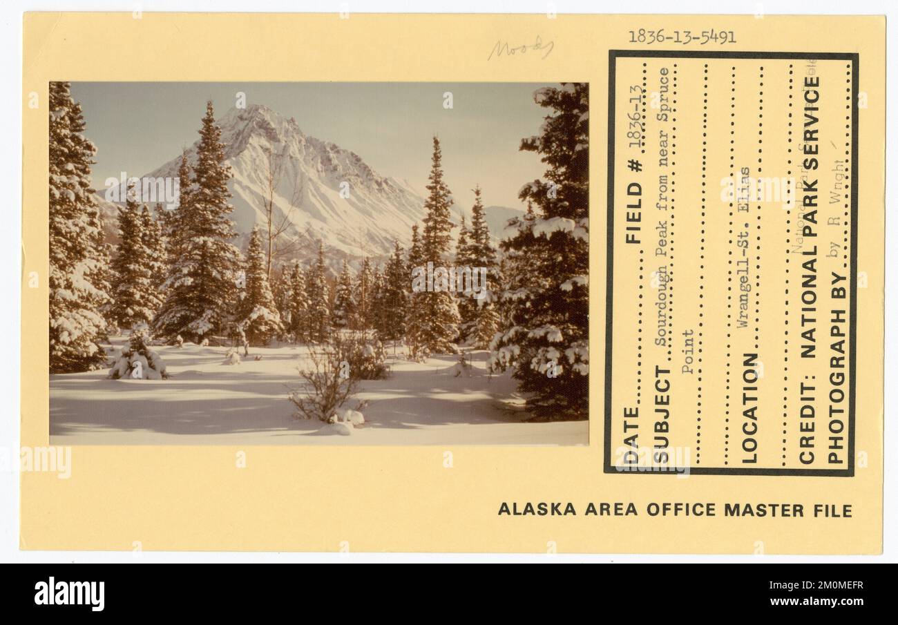 Sourdough Peak da vicino Spruce Point. Alaska Task Force fotografie Foto Stock