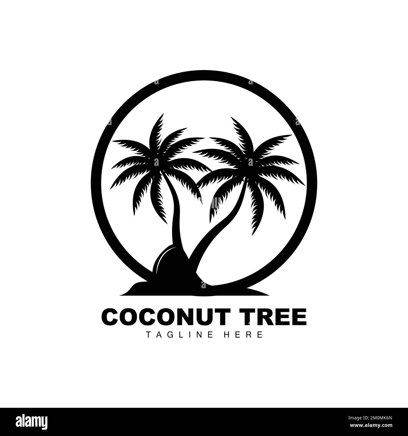 Logo Coconut Tree, vettore Ocean Tree, Design per modelli, Branding di prodotti, Logo di oggetti Turismo sulla spiaggia Illustrazione Vettoriale