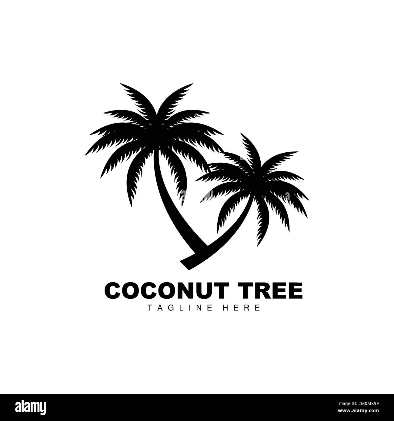 Logo Coconut Tree, vettore Ocean Tree, Design per modelli, Branding di prodotti, Logo di oggetti Turismo sulla spiaggia Illustrazione Vettoriale