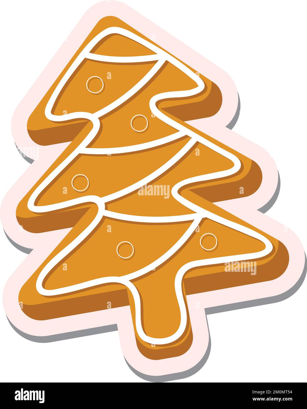 Carino cartone animato Natale zenzero albero del pane Illustrazione Vettoriale