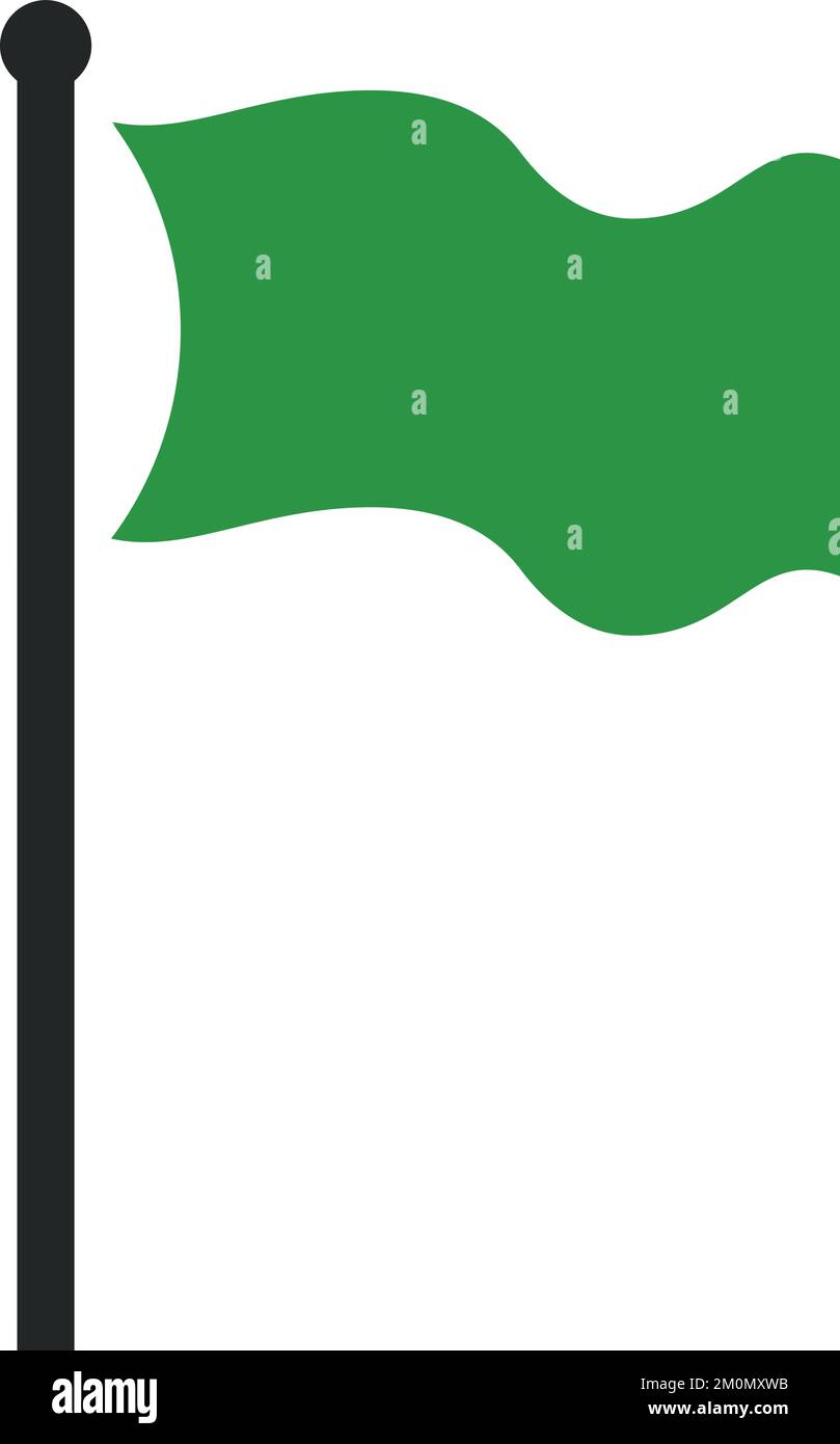 Icona verde del polo della bandiera. Simbolo del panno ondulato Illustrazione Vettoriale