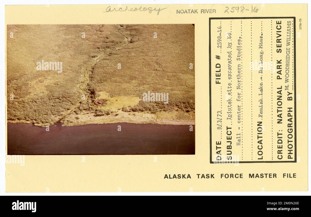 Sito di Ipiutak scavato da ed Hall, Center for Northern Studies. Alaska Task Force fotografie Foto Stock