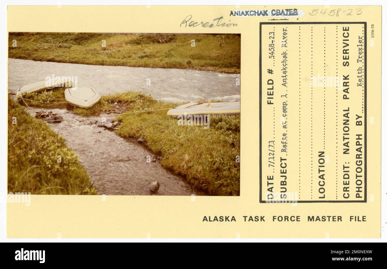Zattere al campo 1 fiume Aniakchak. Alaska Task Force fotografie Foto Stock