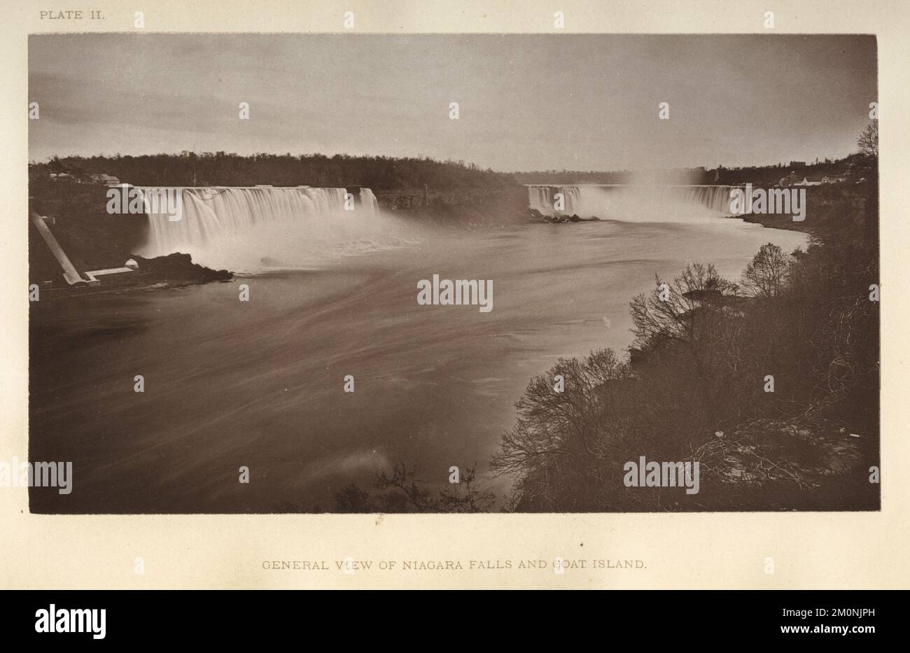 Vista generale delle Cascate del Niagara e dell'Isola di Goat, New York, 1880. Fotografia di George Barker (1844 - 1894) Foto Stock