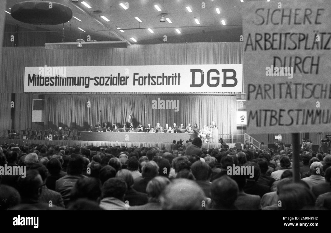 Rally della Confederazione sindacale tedesca (DGB) sul tema della codecisione del 07.05.1974 alla Gruga di Essen, Germania, Europa Foto Stock