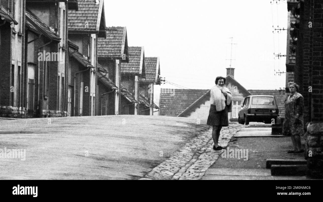 Lo sciopero dei minatori della Lorena HBL il 23.1.1974 e la loro situazione abitativa negli insediamenti e nella città di Merrenbach.Miners ' insediamento Foto Stock