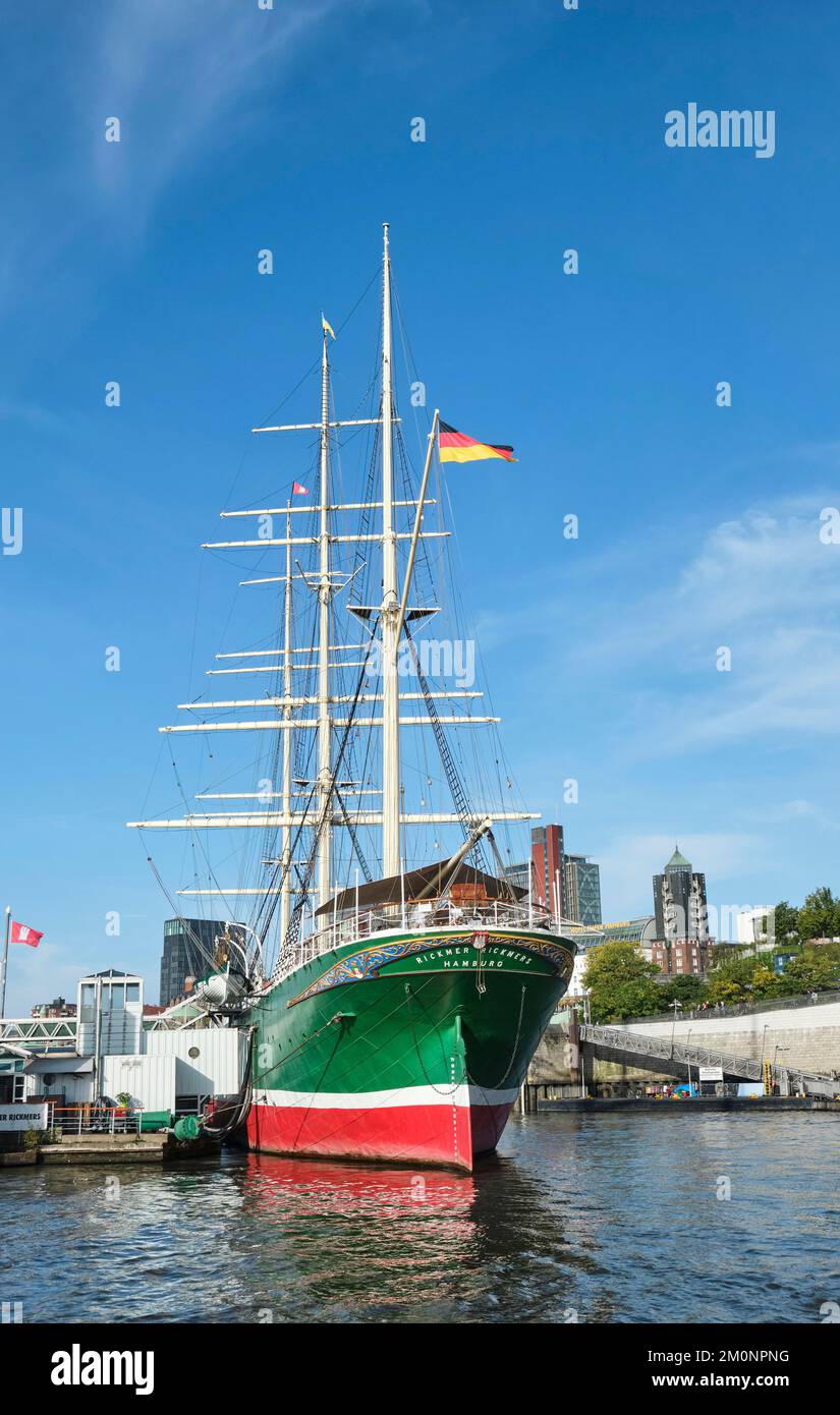 Museo di Amburgo nave Rickmer Rickmers al Landungsbrücken, Amburgo, Land Amburgo, Germania, Europa Foto Stock