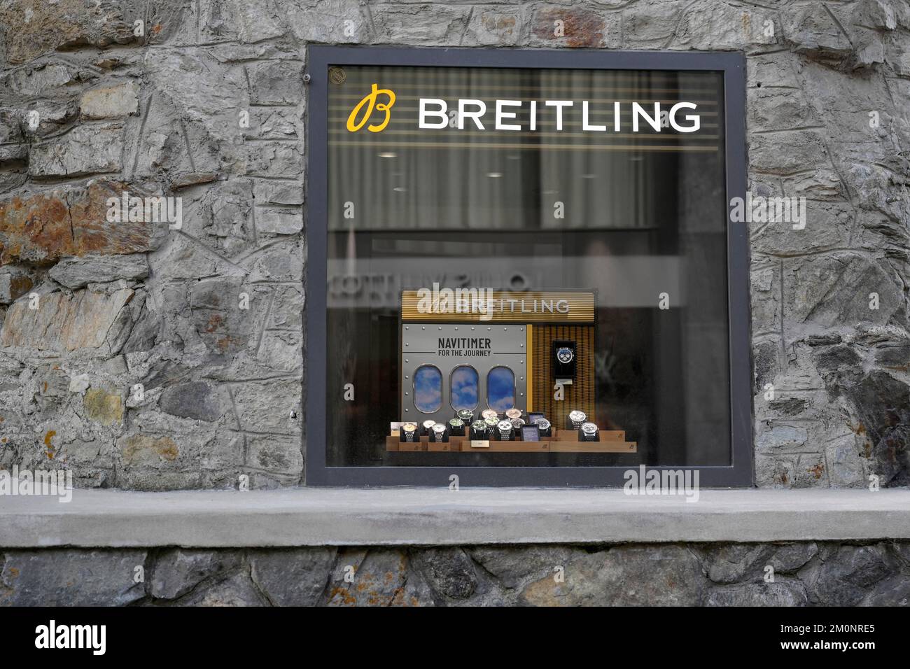 Finestra Breitling negozio di orologi Foto Stock