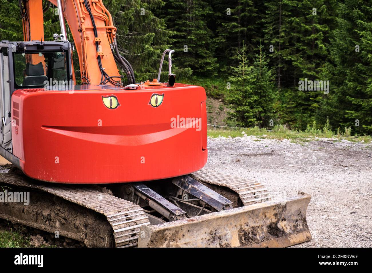 Lustiger Bagger mit Gesicht Foto Stock