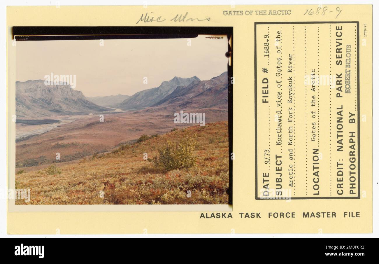 Vista verso nord dei cancelli dell'Artico e della forcella nord del fiume Koyukuk. Alaska Task Force fotografie Foto Stock