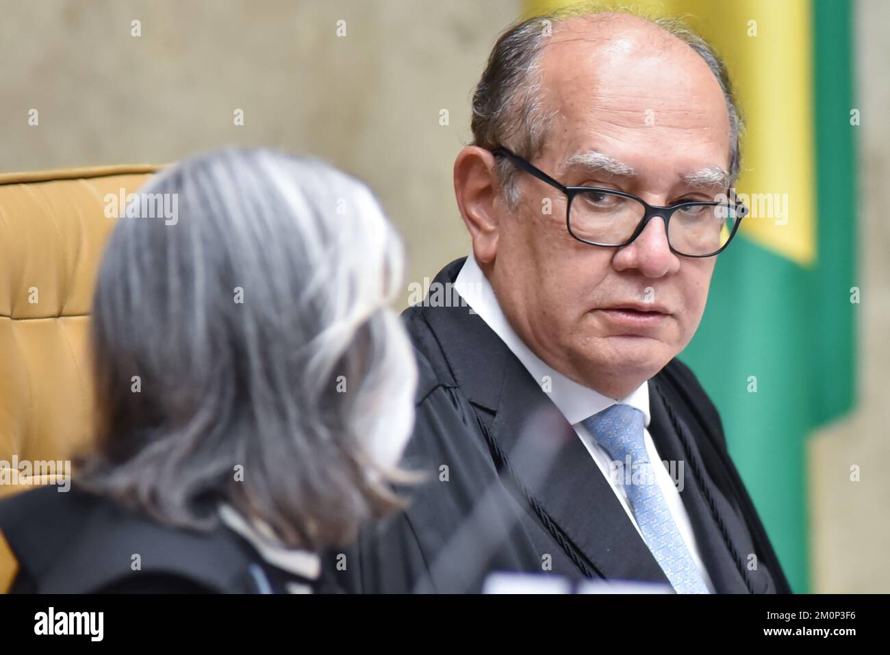 Brasília, DF - 07.12.2022: STF COMECA JULGAR ORCAMENTO SECRETO - Foto, Giudici Gilmar Mendes e Cármen Lúcia durante una sessione al STF. Questo mercoledì (7) la Corte superiore federale (CSTF) ha iniziato la sentenza delle azioni sulla legittimità del bilancio segreto. (Foto: Ton Molina/Fotoarena) Foto Stock