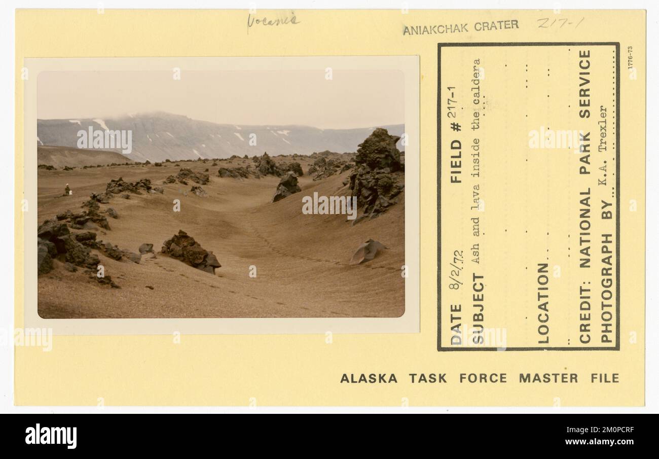 Cenere e lava all'interno della caldera. Alaska Task Force fotografie Foto Stock