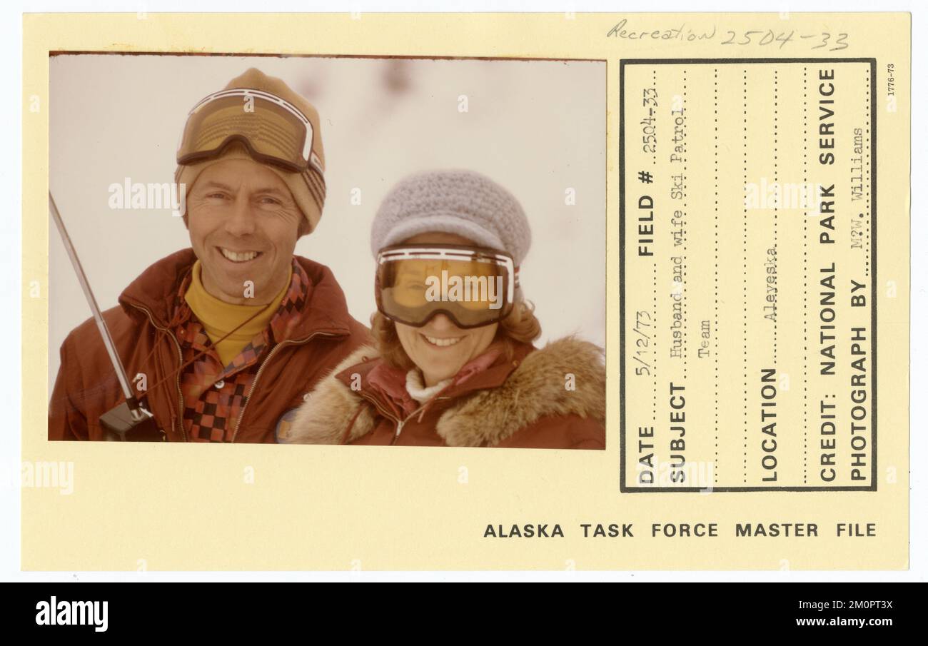 Marito e moglie del team Ski Patrol. Alaska Task Force fotografie Foto Stock