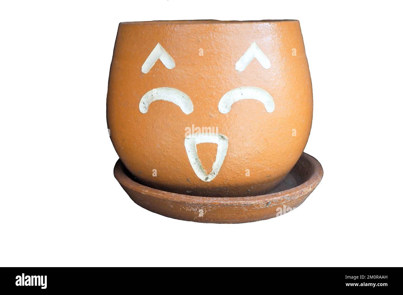 Vaso di fiori con facce che mostrano sentimenti Foto Stock