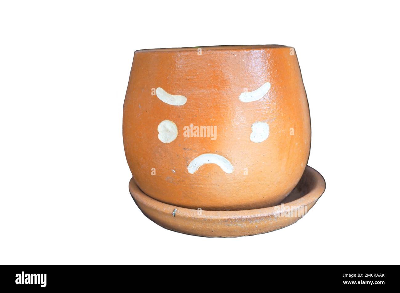 Vaso di fiori con facce che mostrano sentimenti Foto Stock