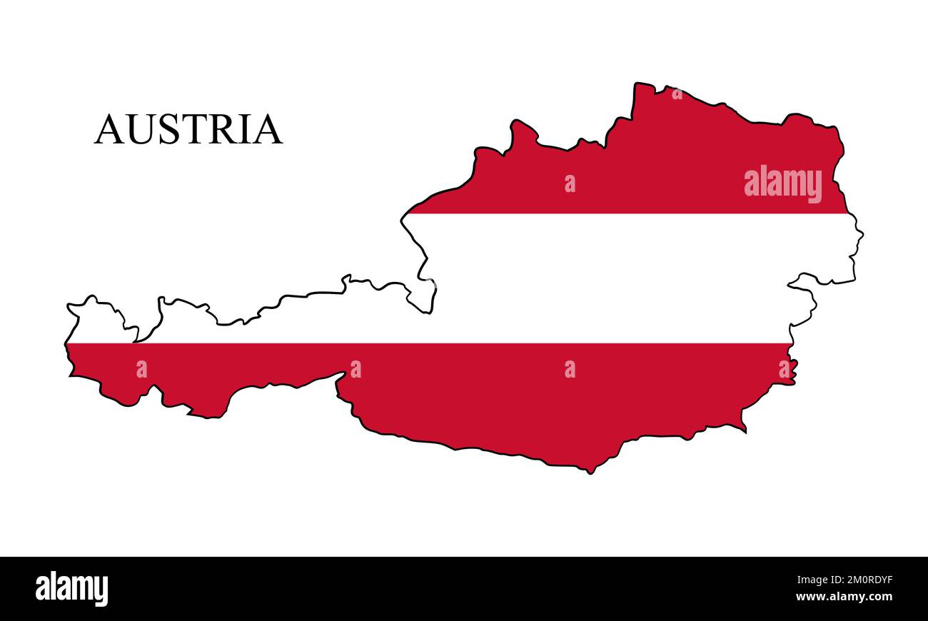 Illustrazione del vettore cartografico dell'Austria. Economia globale. Paese famoso. Europa occidentale. Europa. Illustrazione Vettoriale
