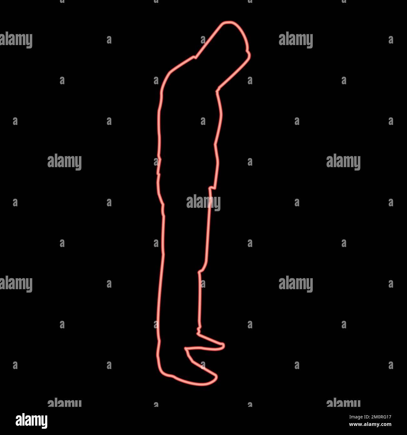 Neon uomo nel cappuccio concetto pericolo silhouette vista laterale iconred colore vettore illustrazione immagine piatto stile luce Illustrazione Vettoriale