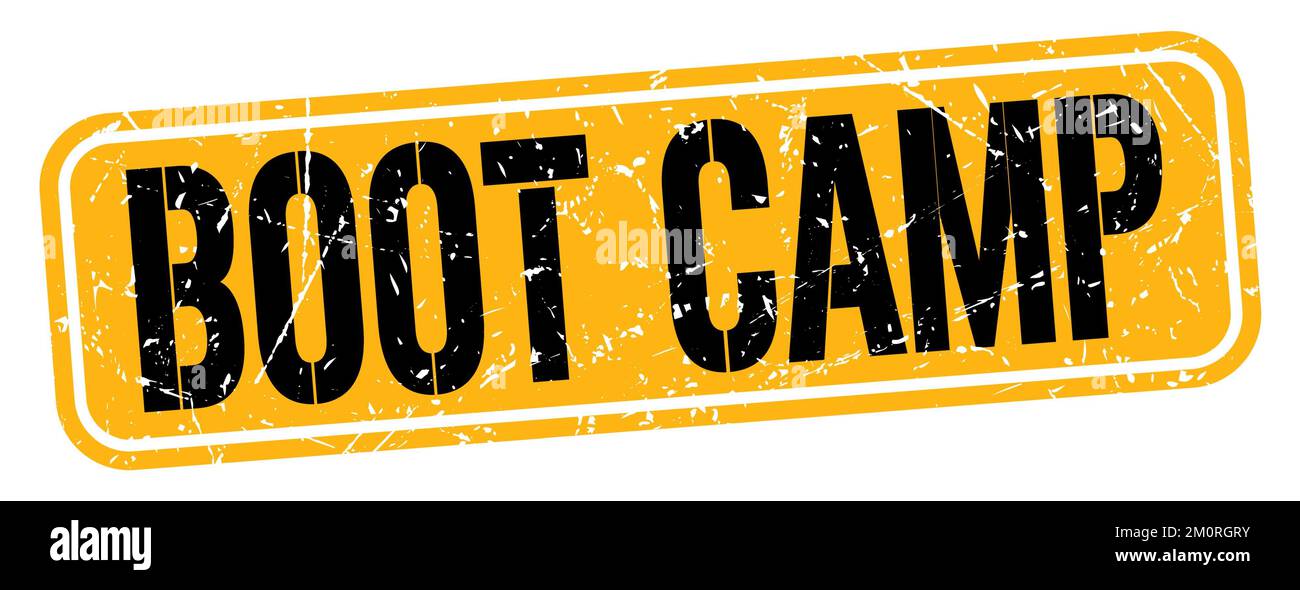 Testo DI BOOT CAMP scritto su un timbro arancione-nero grungo. Foto Stock