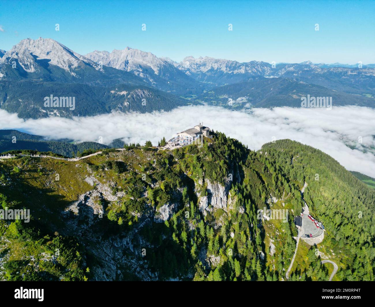 Aquile nido Kehlsteinhaus Germania drone vista aerea Foto Stock