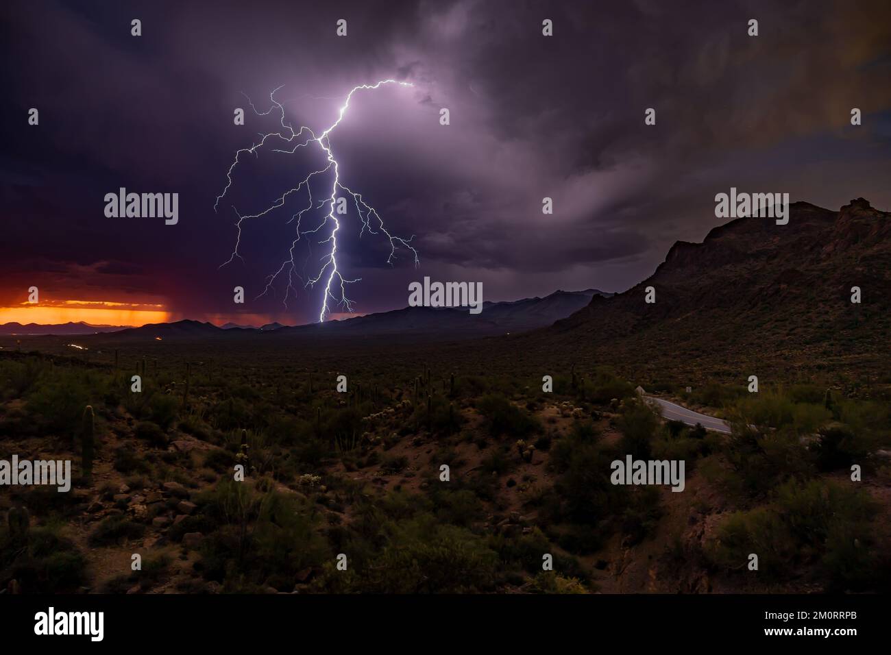 Spettacolo di fulmini durante una stagione monsone Foto Stock