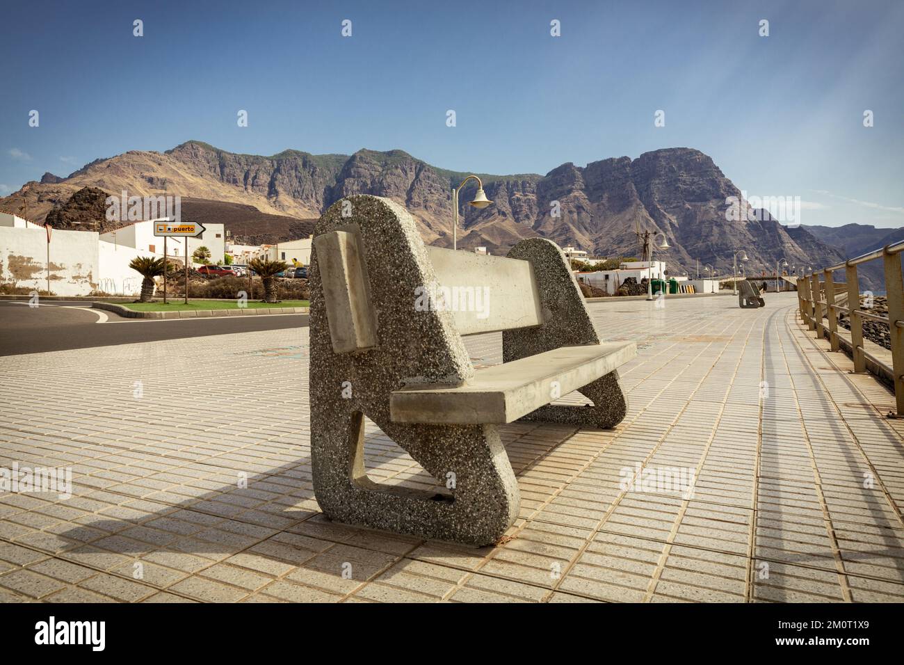 Panchina a Puerto de las Nieves a Gran Canaria Foto Stock