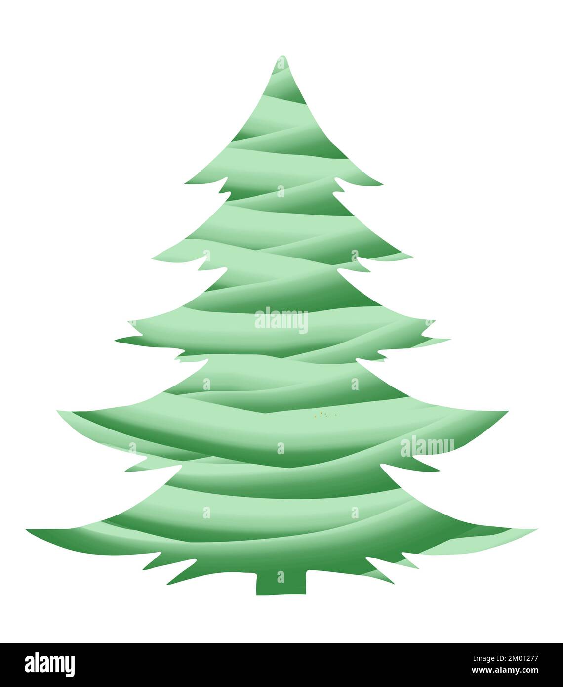 Illustrazione colorata dell'albero di Natale, elemento grafico festivo della cartolina. Foto Stock