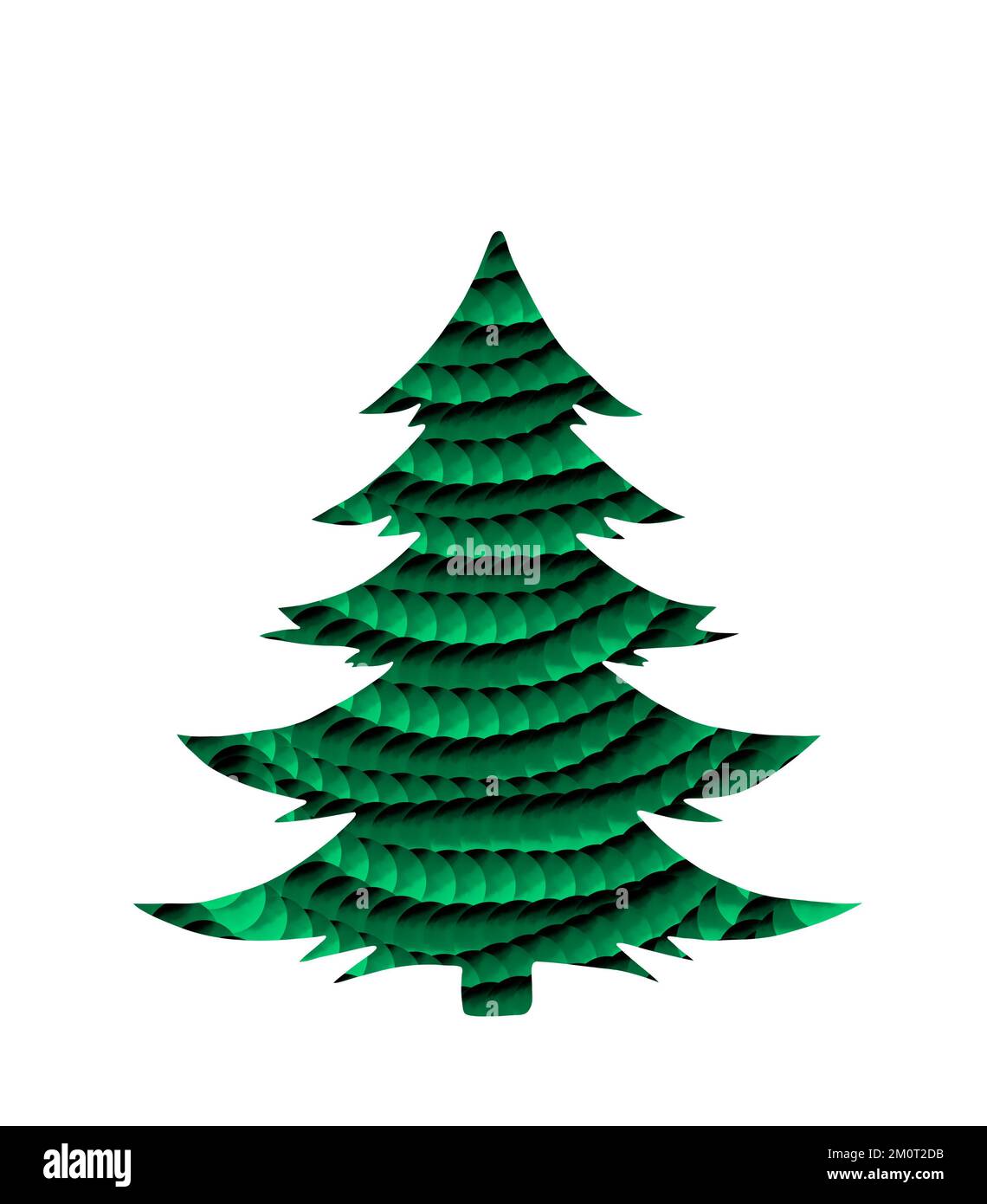 Illustrazione colorata dell'albero di Natale, elemento grafico festivo della cartolina. Foto Stock