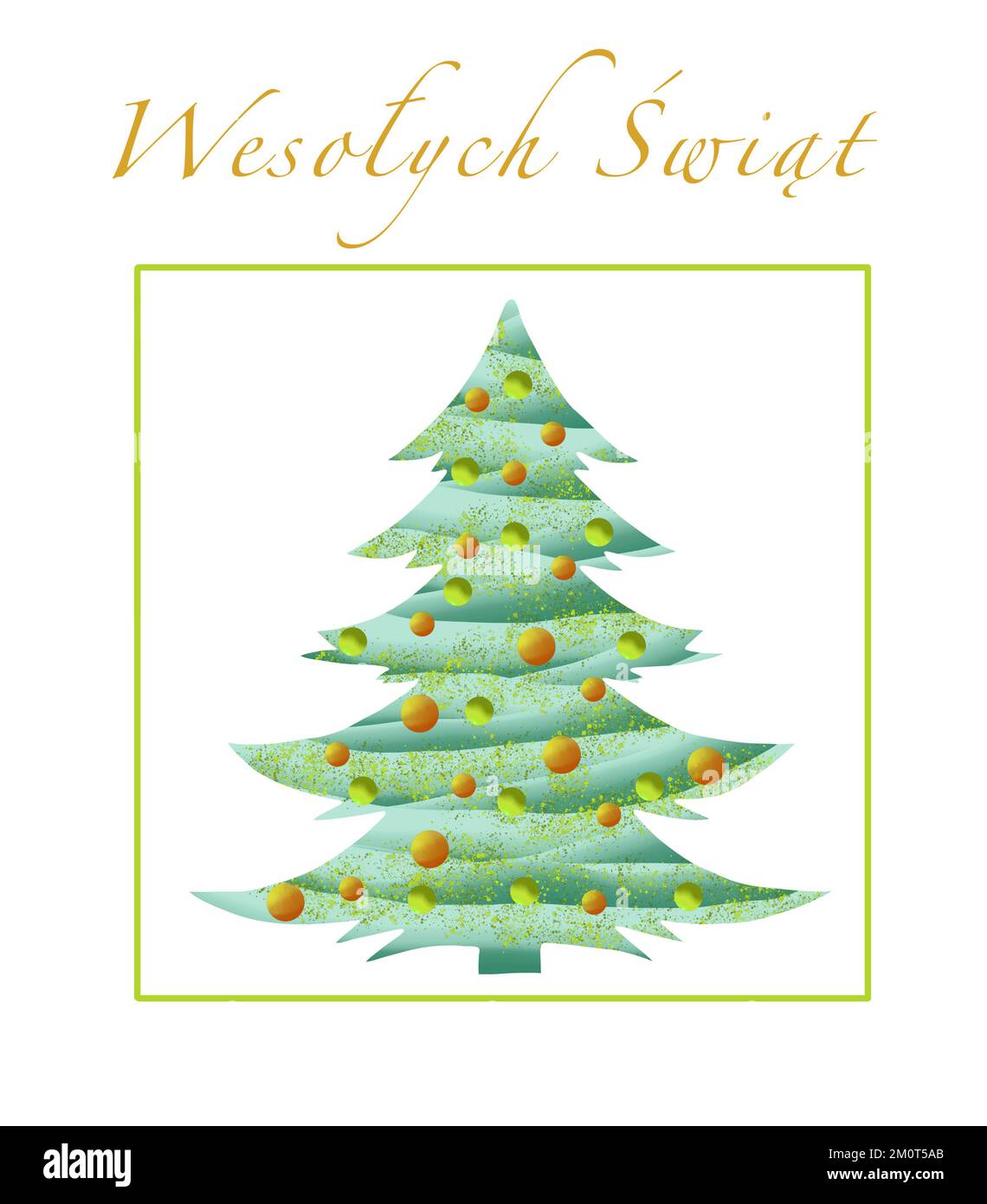 Illustrazione colorata dell'albero di Natale, elemento grafico festivo della cartolina. Foto Stock