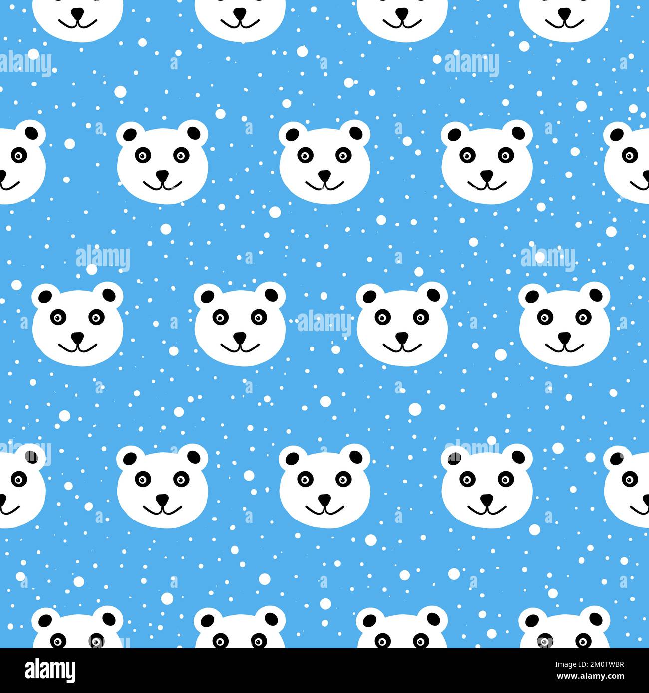 Carino orso polare e neve piatto vettore senza cuciture pattern Illustrazione Vettoriale