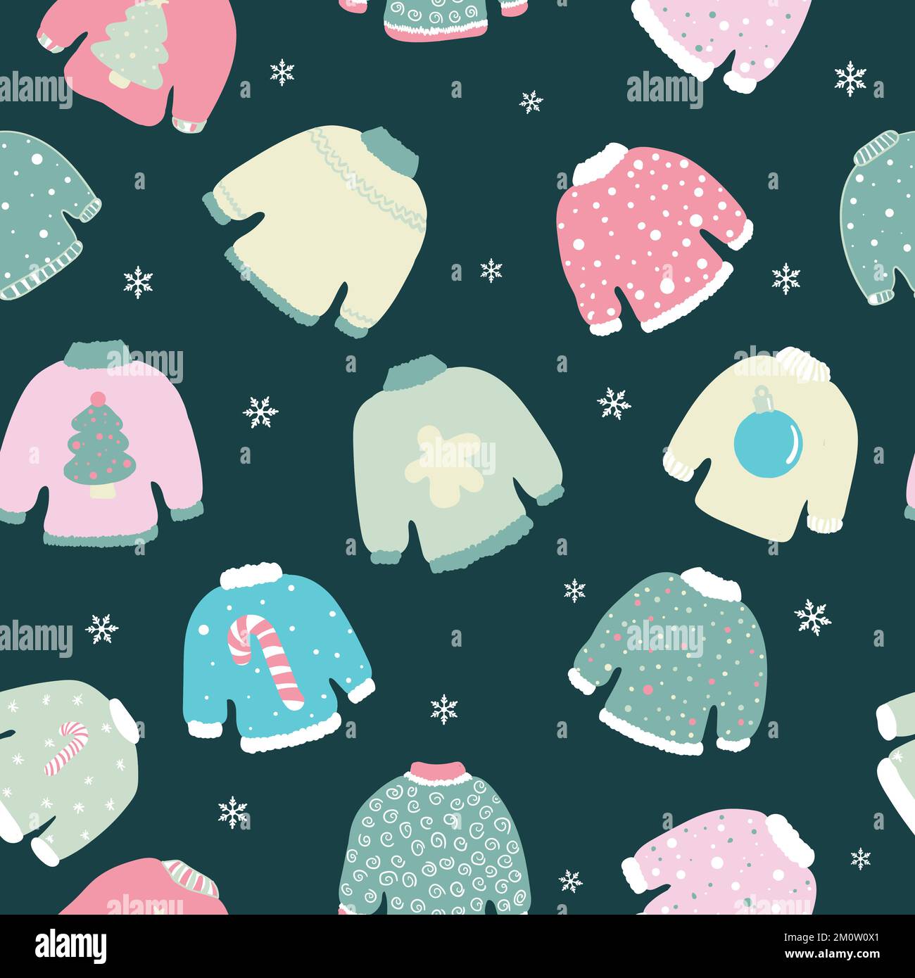 Pullover natalizi colorati con motivo senza cuciture Illustrazione Vettoriale