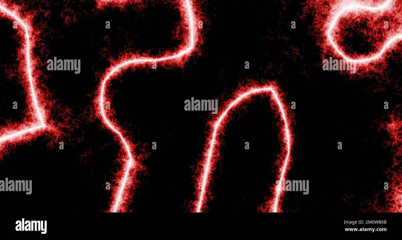 Linee di frequenza rosse e onde su sfondo scuro creativo astratto con illustrazione di rendering 3D per concetti di energia e fisica Foto Stock