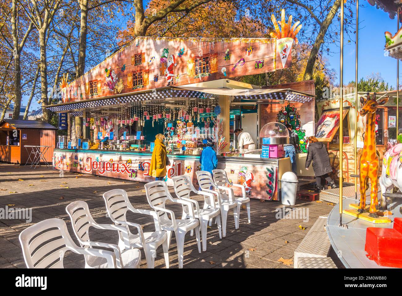 Stand tradizionale mercatino di Natale - Tours, Indre-et-Loire (37), Francia. Foto Stock