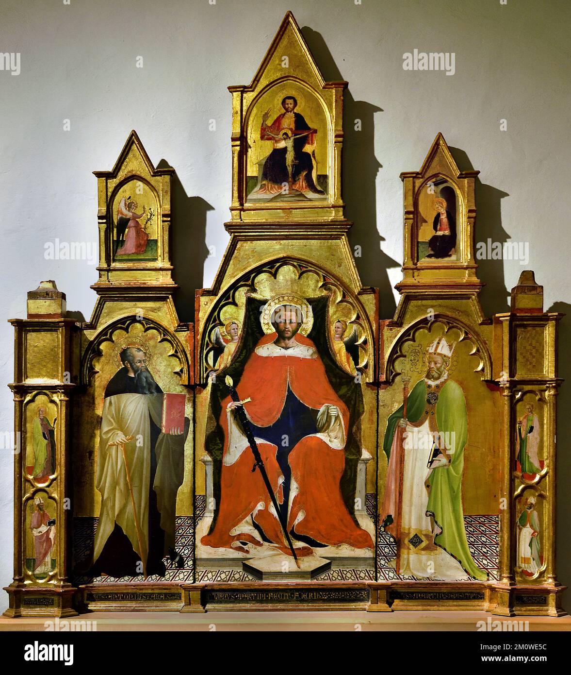San Giuliano in trono e i Santi Antonio Abate e Martin Museo Civico di San Gimignano, Toscana, Arte cristiana, Italia, Italiano. Foto Stock