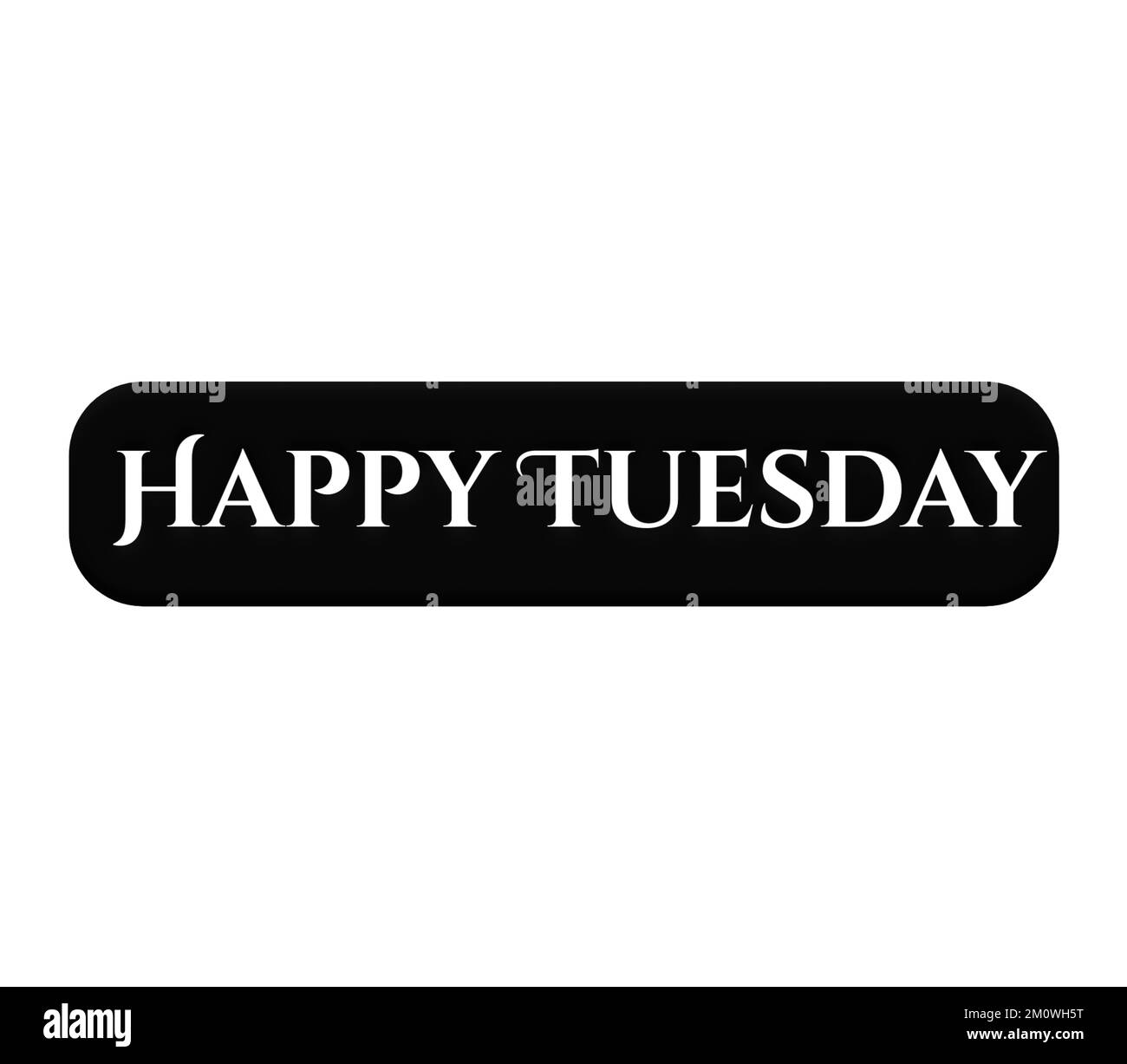 Un'icona illustrata HAPPY TUESDAY testo Black Color isolata su sfondo bianco Foto Stock