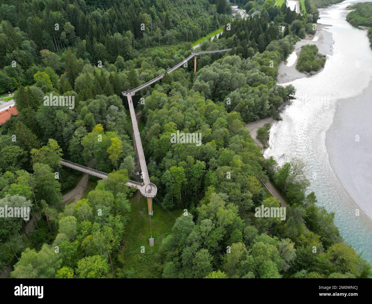 Forest Experience Center Ziegelwies Fussen Germania drone vista aerea Foto Stock