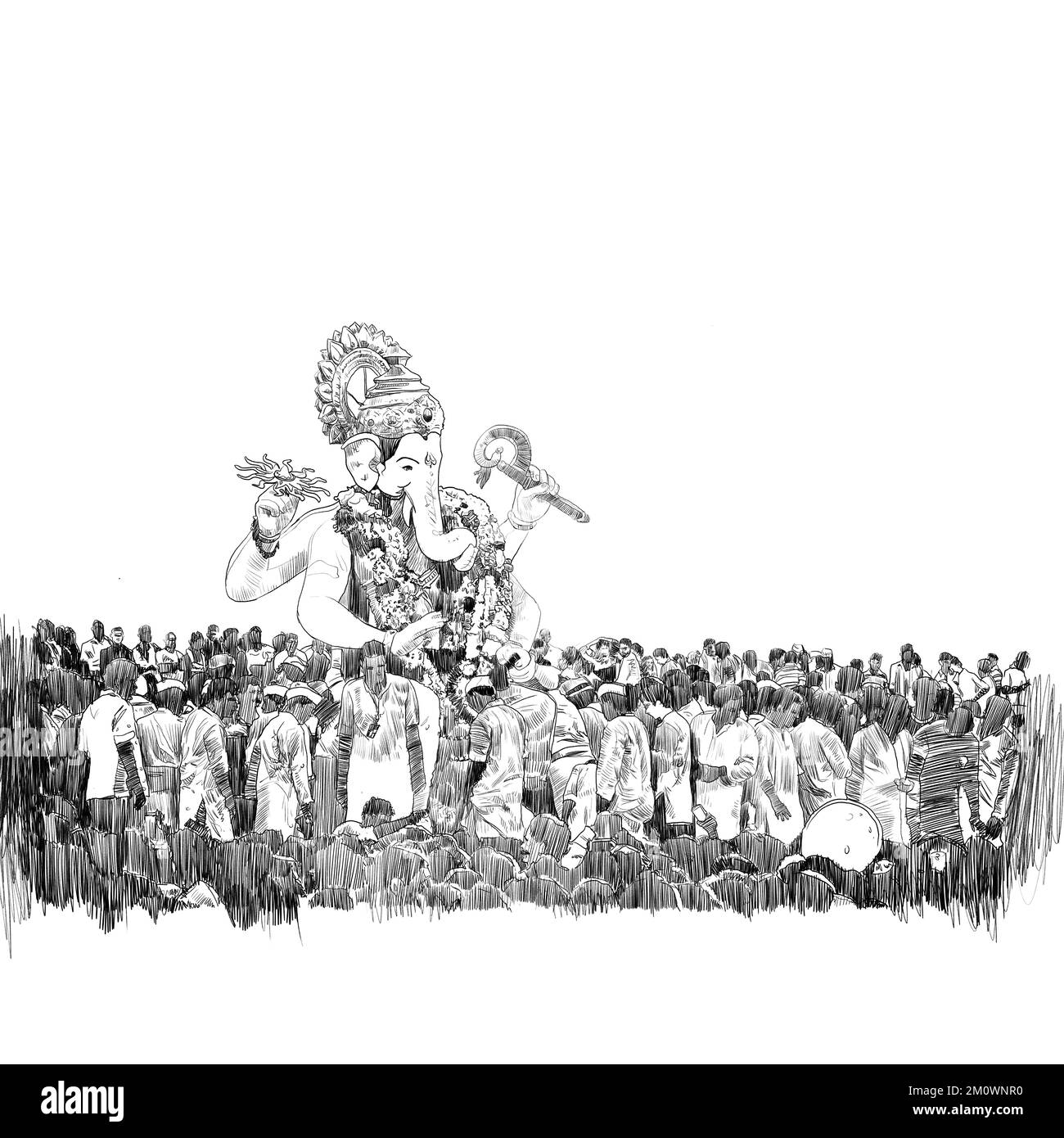 Illustrazione del signore Ganesha per il festival di Ganesh Chaturthi dell'India biglietto d'auguri del manifesto, Happy Ganesh Chaturthi, pittura, illustrazione fest artworks Foto Stock