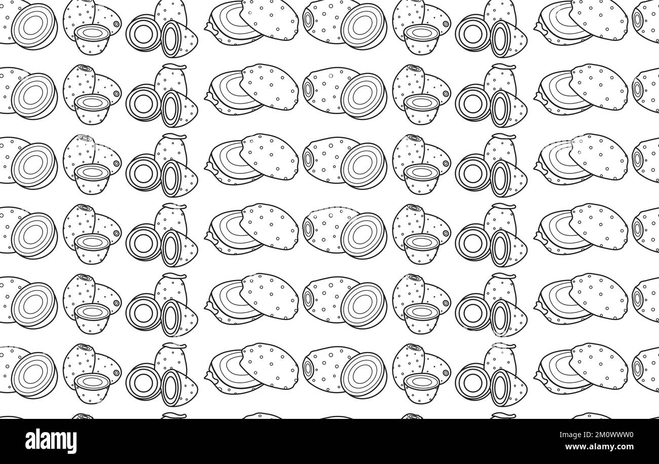 Prickly pera frutta senza cuciture modello doodle vettore per il web e la stampa Illustrazione Vettoriale