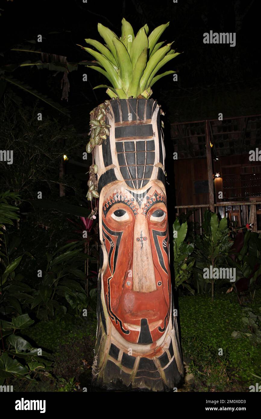 Belize Mayan Totem Head Foto Stock