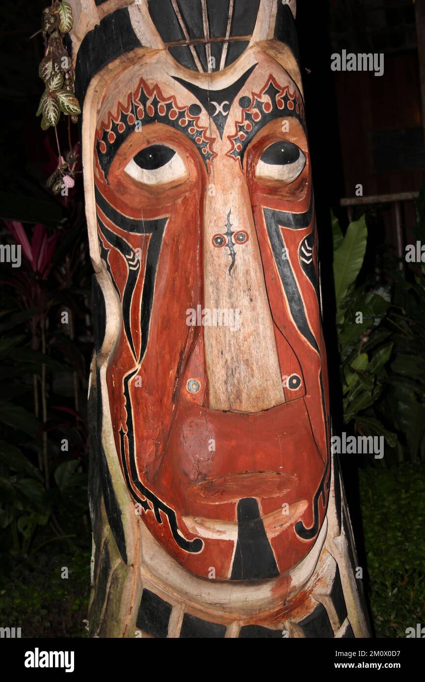 Belize Mayan Totem Head Foto Stock