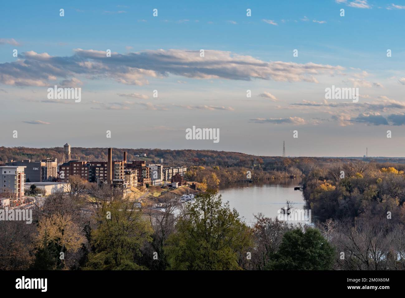 Il fiume James a Dusk, Richmond Virginia USA, Richmond, Virginia Foto Stock