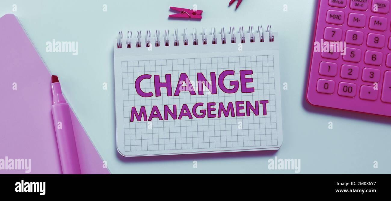 Didascalia di testo che presenta Change Management. Business Concept Sostituzione della leadership in un'organizzazione nuove politiche Foto Stock
