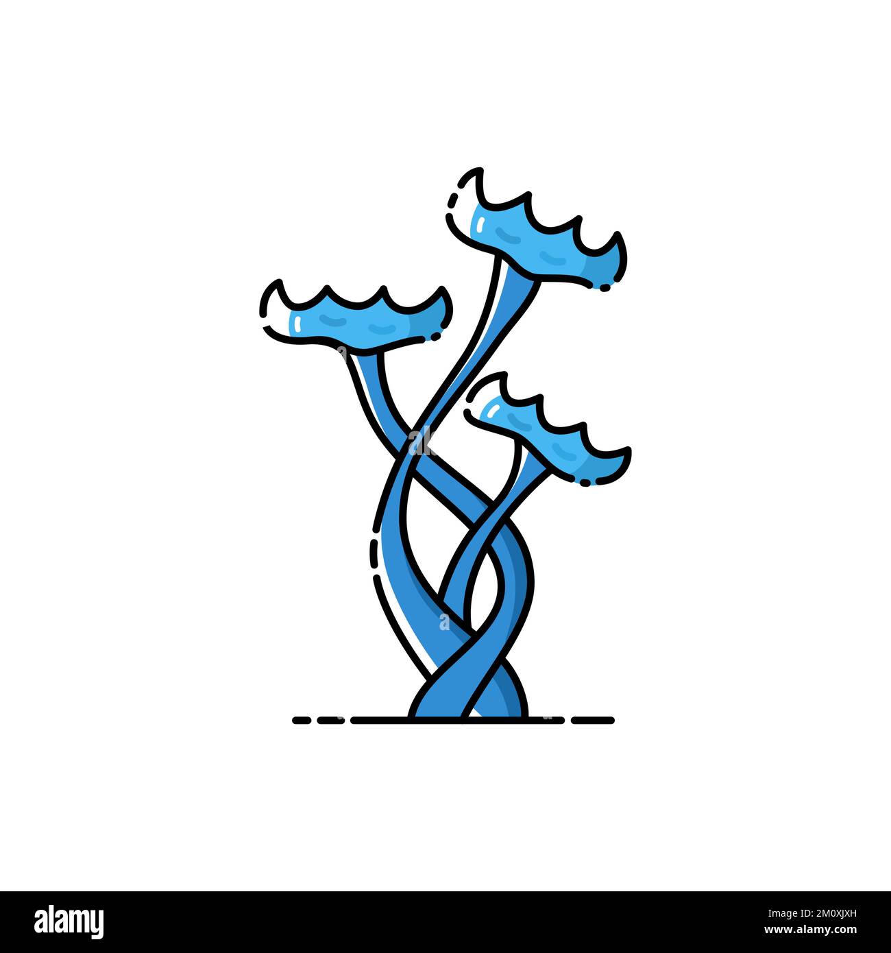 Funghi velenosi mistici blu su sfondo bianco isolato. Illustrazione Vettoriale