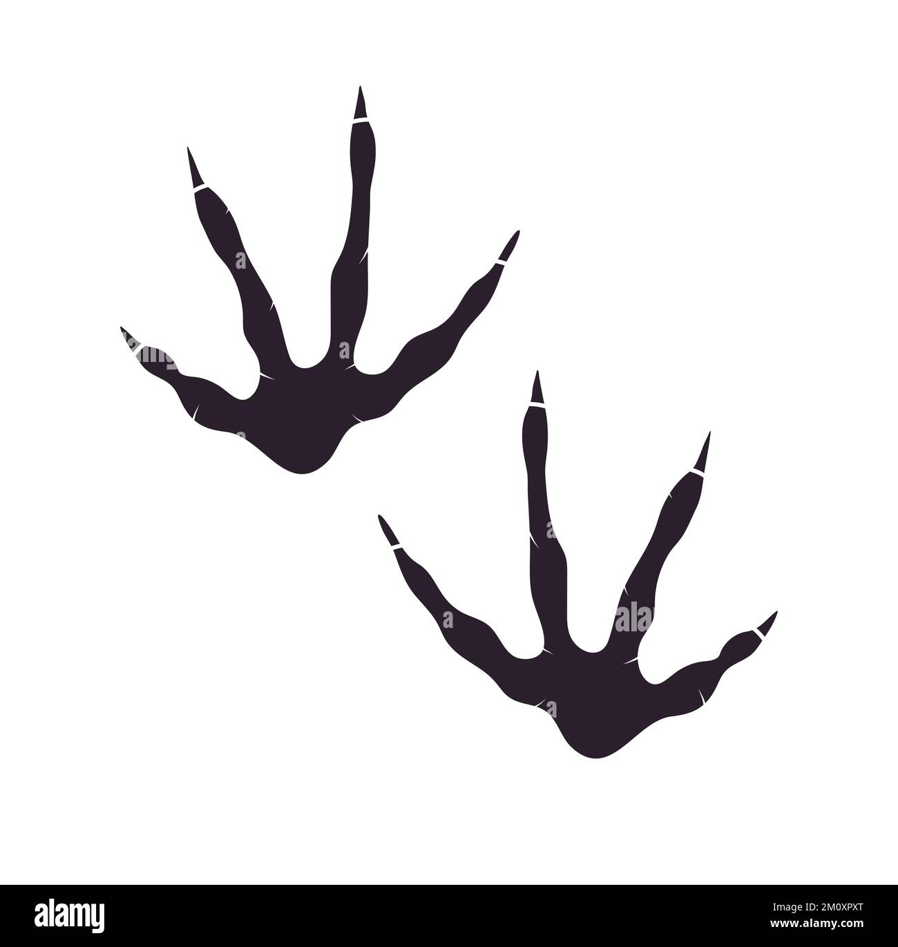 Vettore di impronta dinosauro Archeopterix. Paleontologia, vendemmia di storia. Illustrazione delle tracce di dinosauro paleontologia. Illustrazione Vettoriale