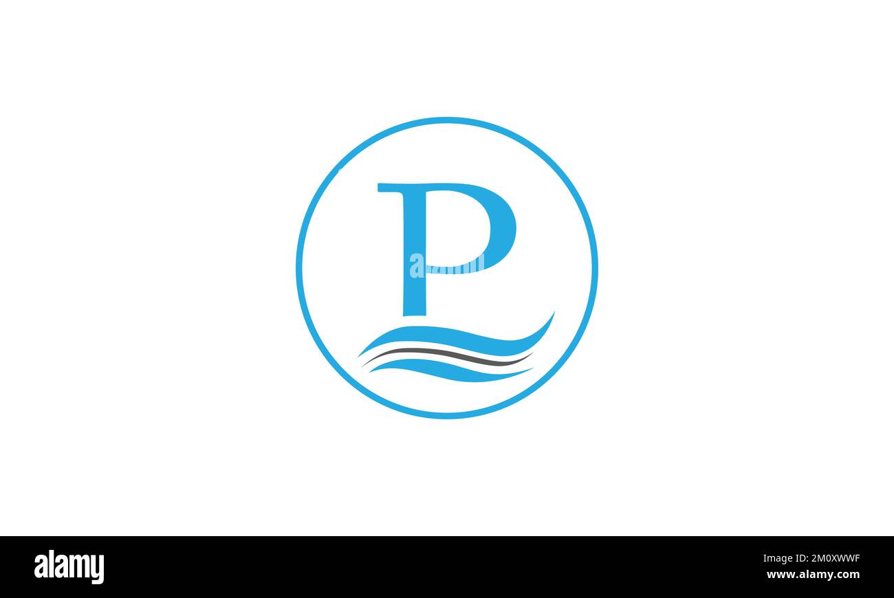 Lettere del logo dell'onda d'acqua vettore e lettera dell'icona del simbolo dell'onda d'acqua Illustrazione Vettoriale