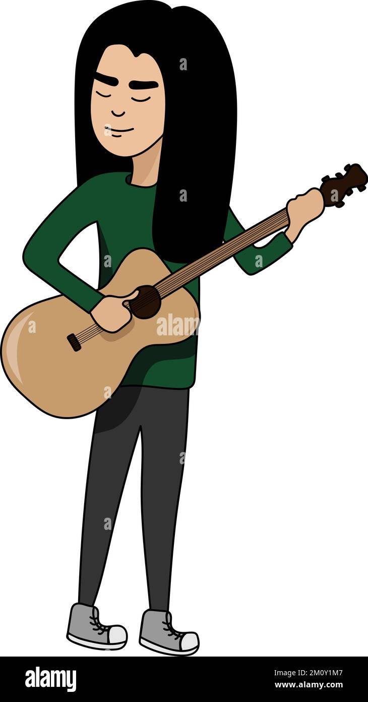 Illustrazione vettoriale piatta del chitarrista Illustrazione Vettoriale