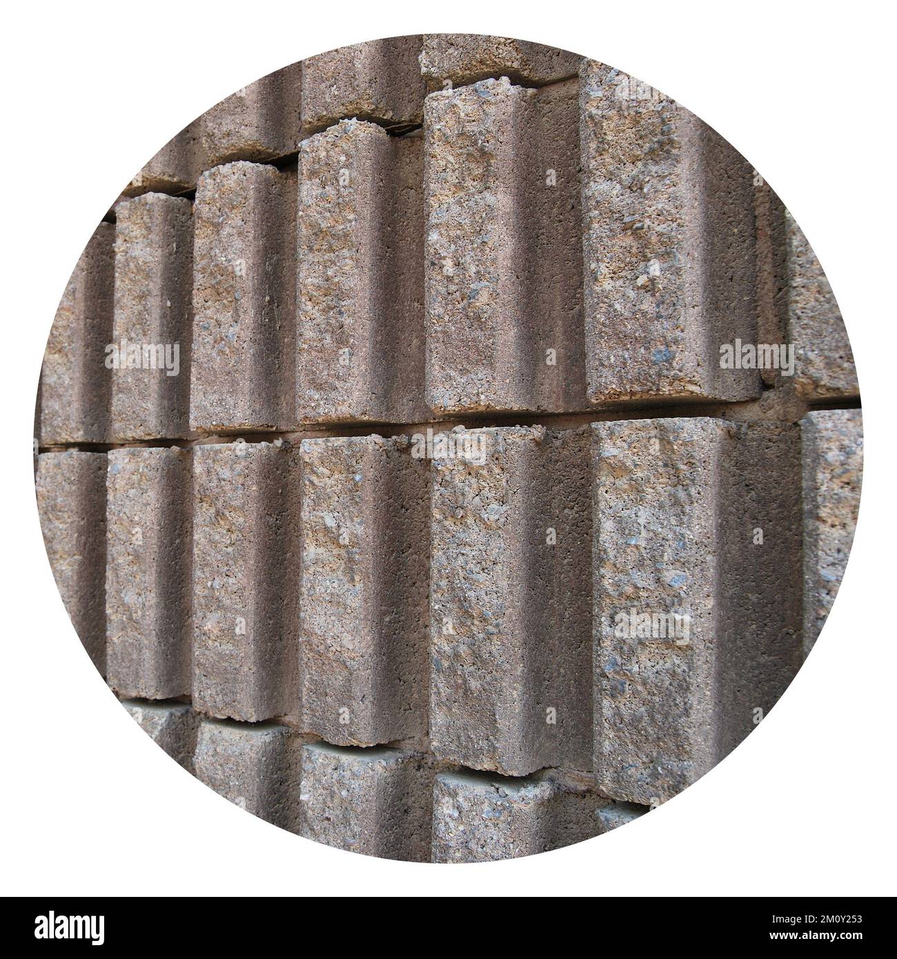 Robusto muro in pietra beige e grigio, adatto per sfondi, senza cuciture Foto Stock