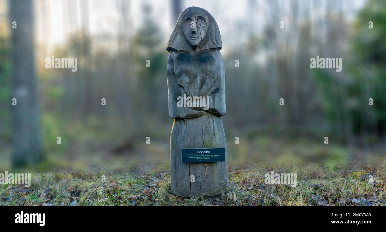 Antica dea baltica della caccia e della foresta. Traduzione: ''Medeina''. Dea della caccia e della foresta. Foto Stock