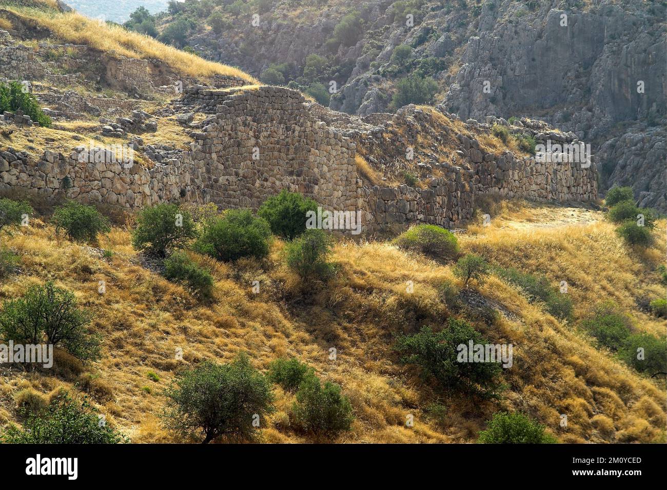 Mykene, Micene, Μυκήνες, Grecja, Grecia, Griechenland; antica città greca su una collina; Altgriechische Stadt auf einem Hügel; 山上的古希臘城市; 迈锡尼 Foto Stock