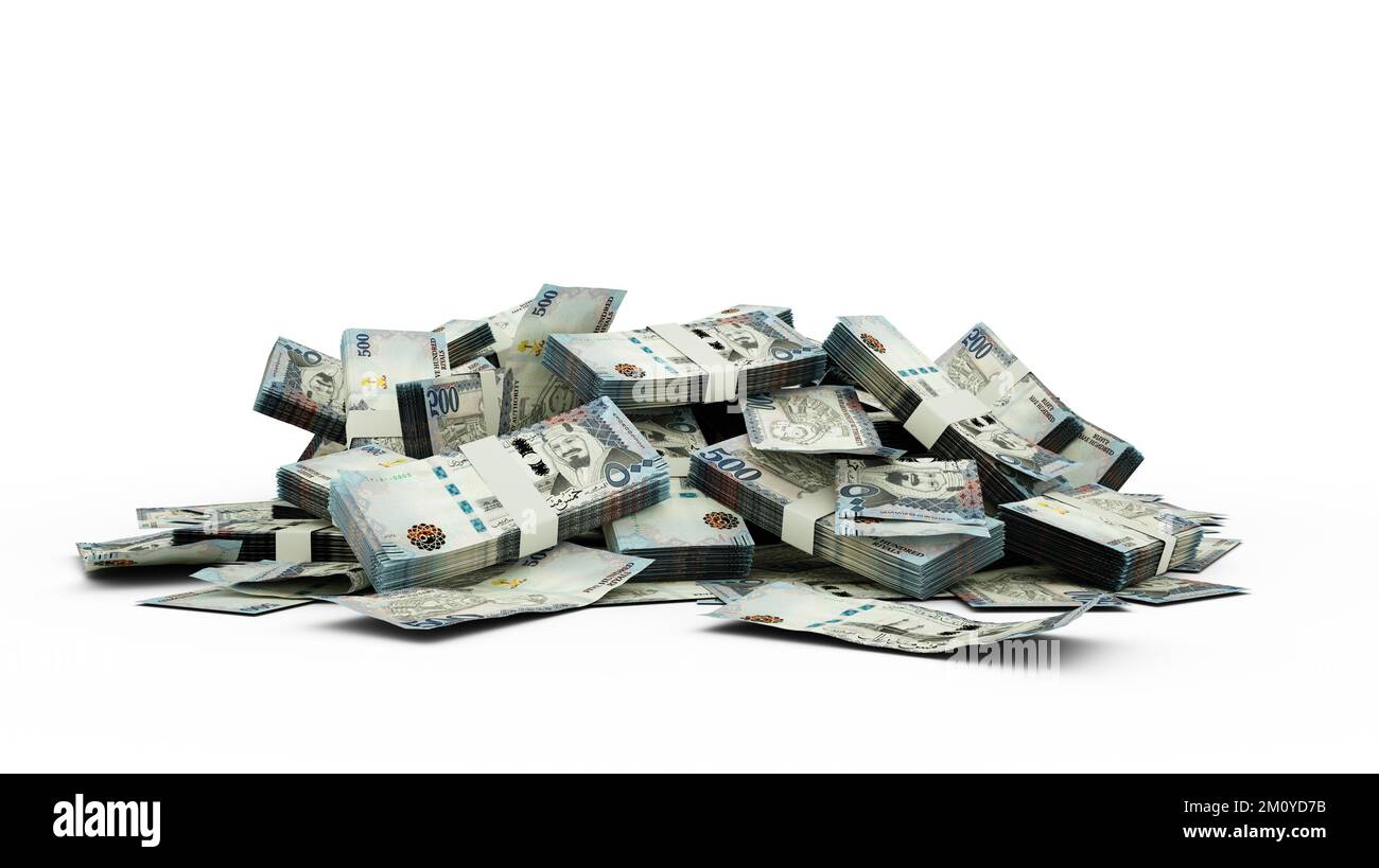 3D Stack di note riyal Saudita Foto Stock