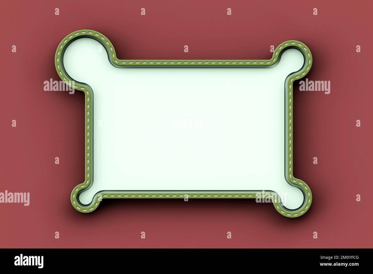 Cornice quadrata verde astratta su sfondo rosso, Speech bubble, commenti sui social media, banner pubblicitari, promozione e vendita affissioni, finestra di dialogo inf Foto Stock